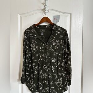 Green Floral Button-Up Shirt